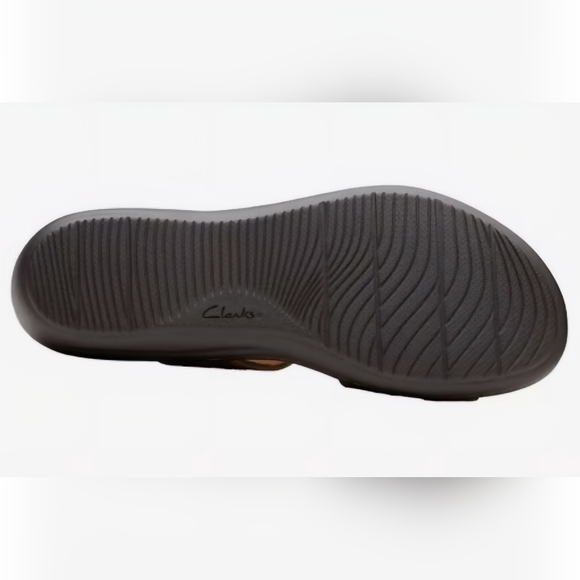 Clarks Sandals - NEW Tan Leather Wide Womans Sandals - Picture 3 of 10